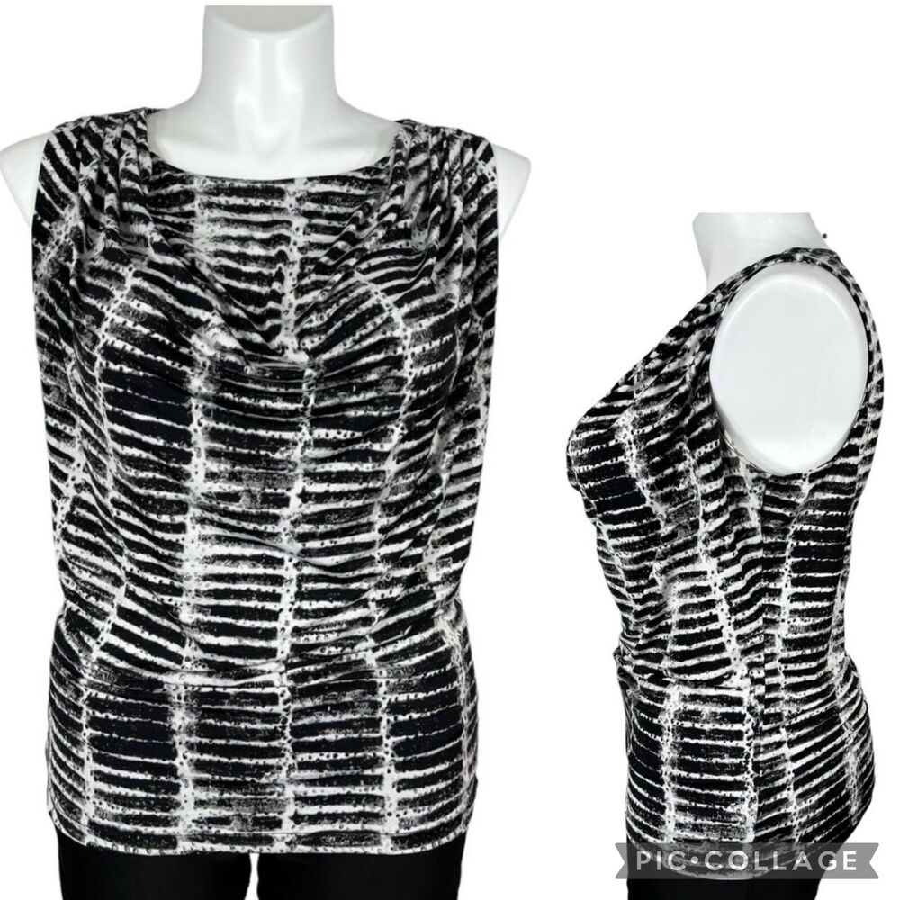 Worthington Womens Blouse Top Stretchy Sleeveless Drape Neck Pullover Large